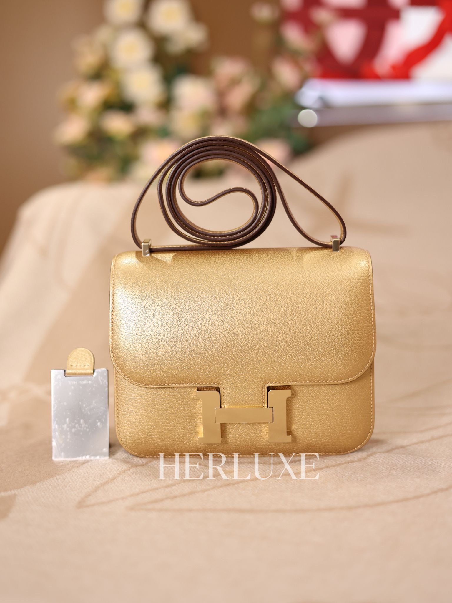 Constance mini mirror Y9 dore cp chevre W