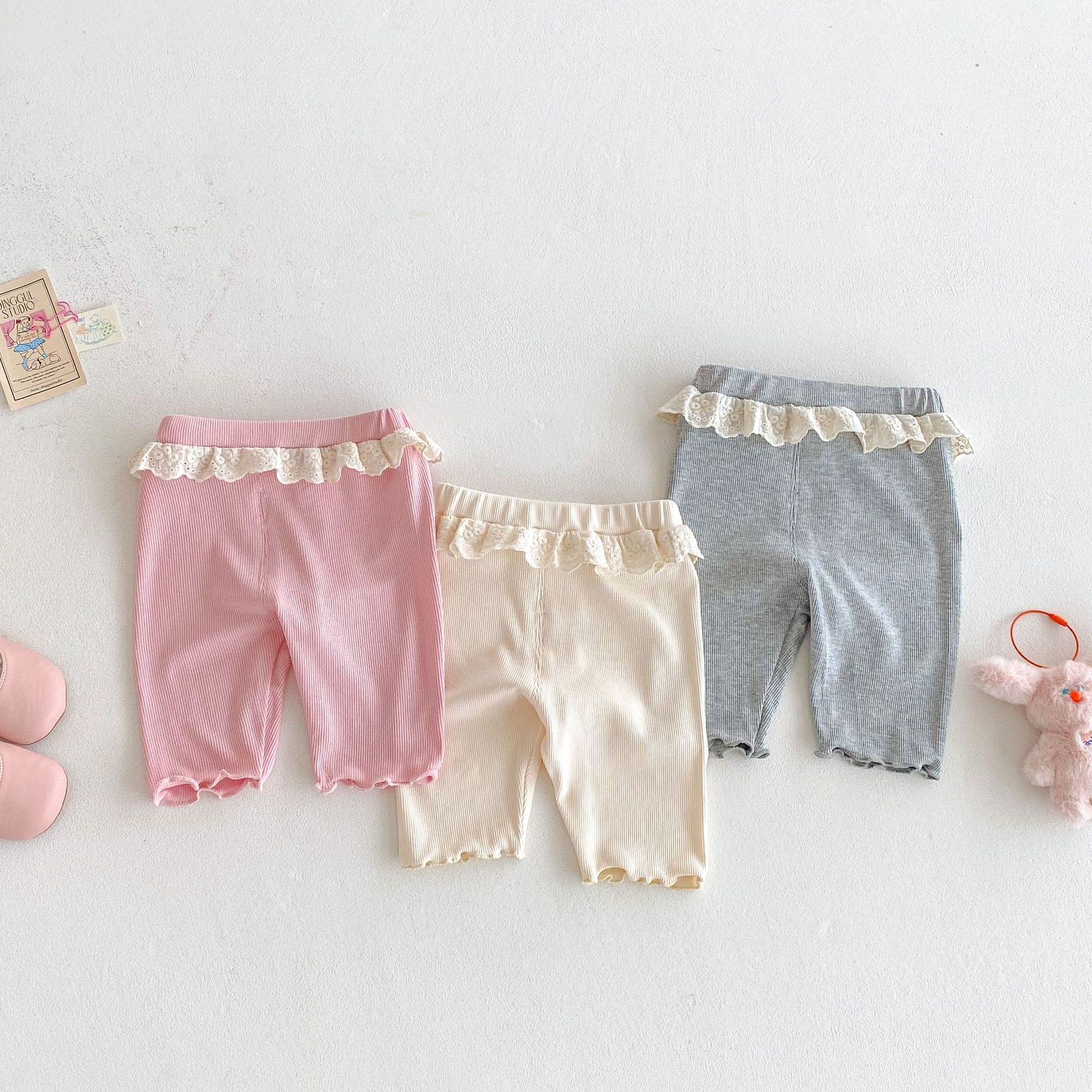 三色木耳花邊內搭褲