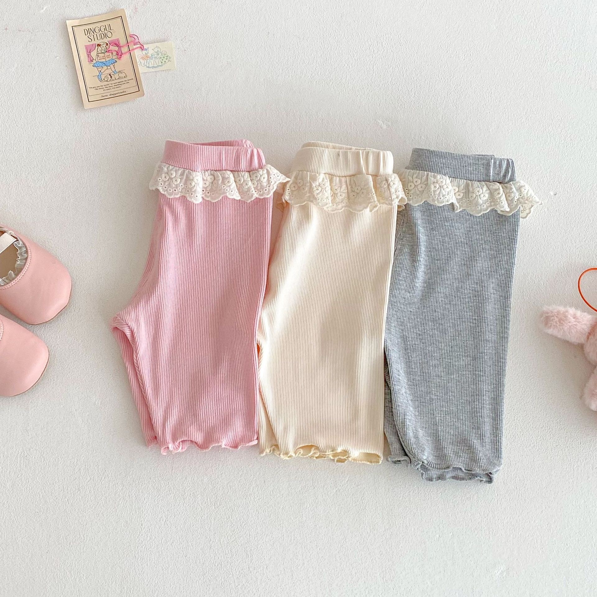 三色木耳花邊內搭褲