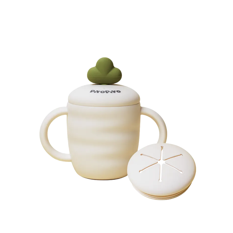 PiyoPiyo 黃色小鴨 鉑金矽膠嬰兒零食吸管兩用蘿蔔杯