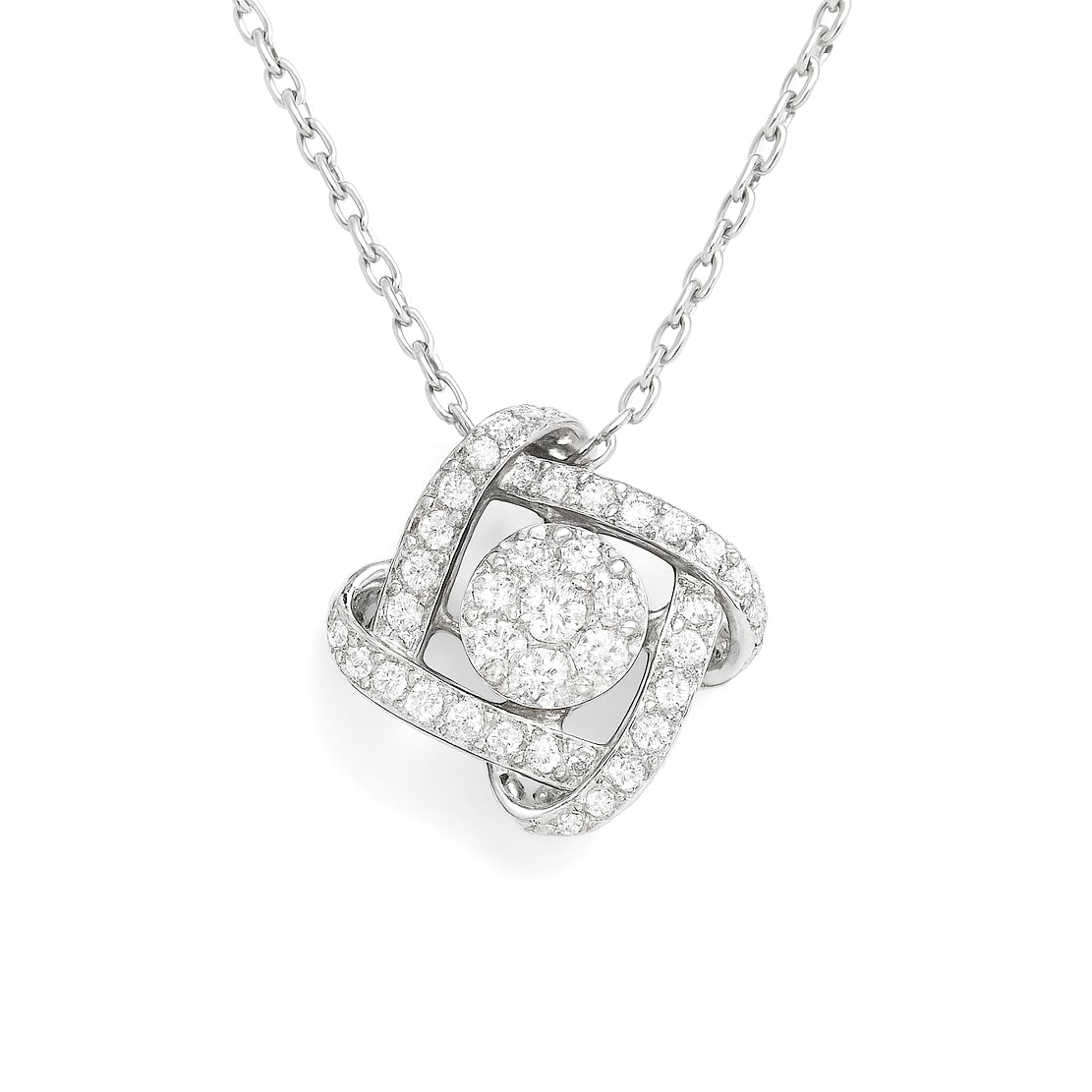 18K白金天然鑽石吊墜