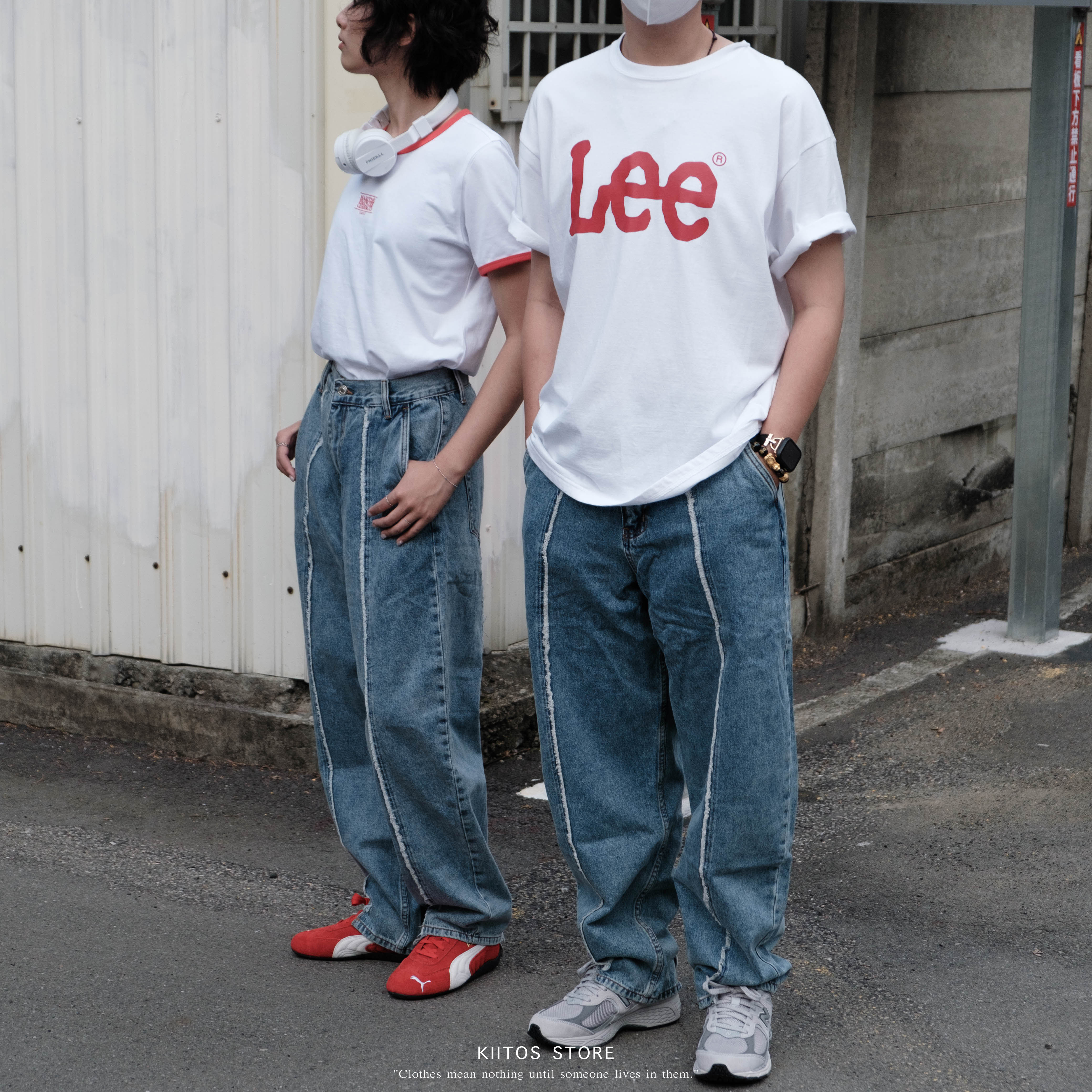 Tailor collection 不規則 水洗 毛邊 錐形牛仔褲 牛仔褲 長褲 彎刀褲 寬鬆 2321