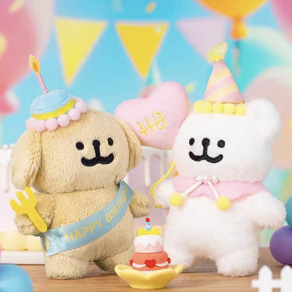 代購 MALTESE 線條小狗 生日快樂系列 吊飾 毛絨掛件 玩偶 送禮 禮物