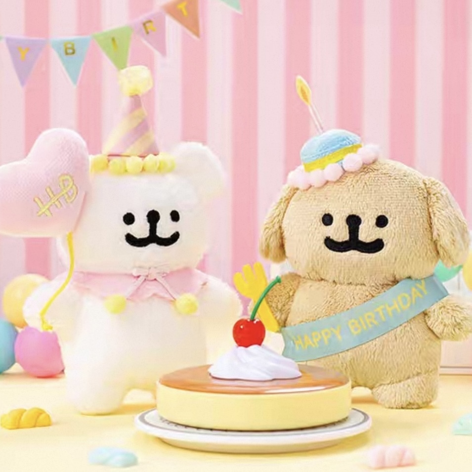 代購 MALTESE 線條小狗 生日快樂系列 吊飾 毛絨掛件 玩偶 送禮 禮物