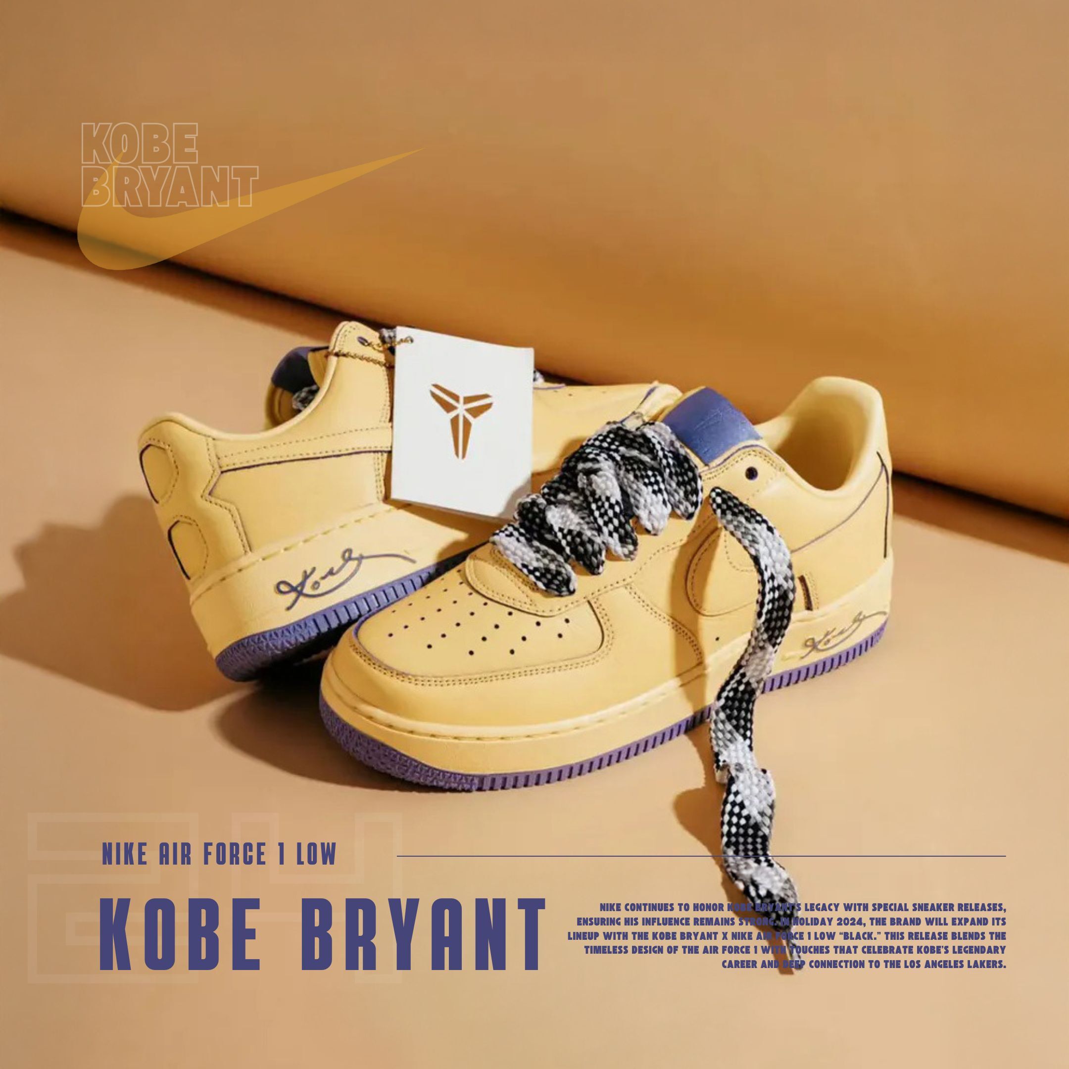 NICEDAY 代購 Kobe Bryant x Air Force 1 Low 曼巴 聯名 紀念款 紫黃 黃 HV9408-700