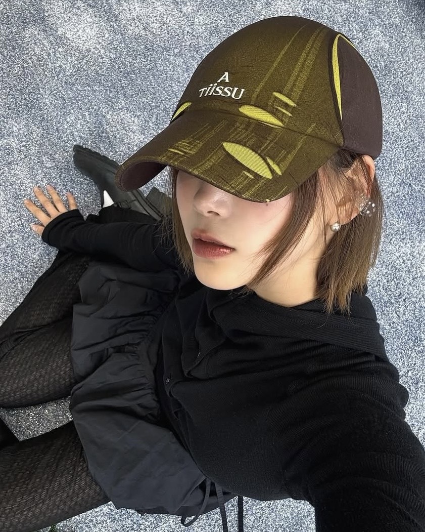 ATiiSSU 設計帽款 絲綢 刷破 雙層 老帽 黑 黃 紅