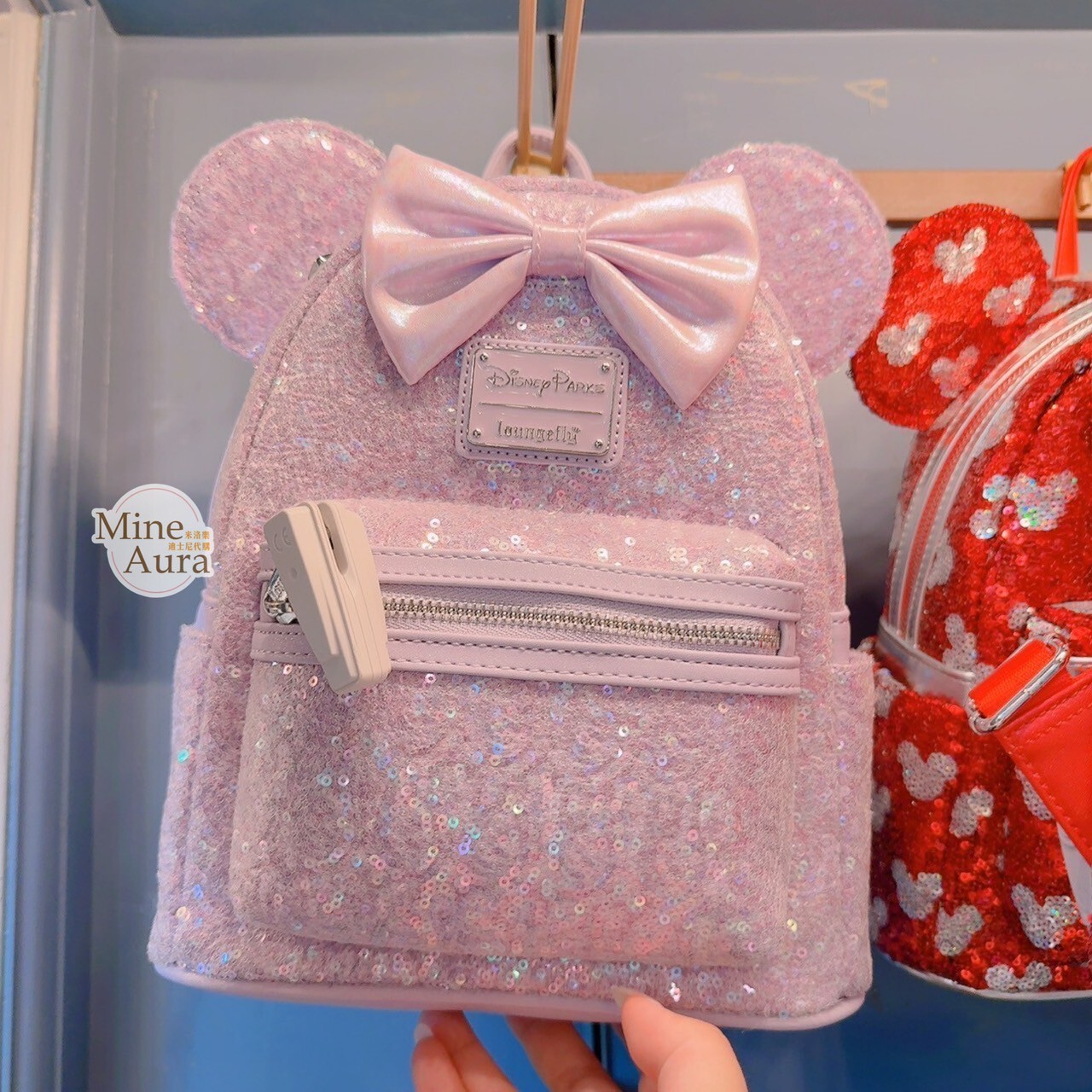米妮 Minnie 立體耳朵造型 亮片設計 後背包 -香港迪士尼樂園