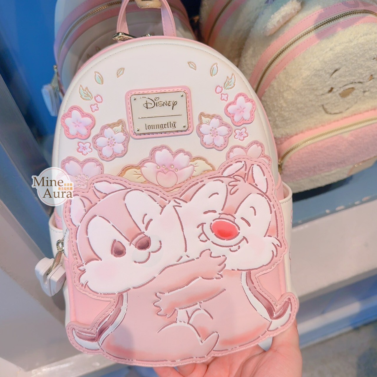 奇奇蒂蒂 Chip 'n Dale 抱抱 櫻花圖案 後背包 -香港迪士尼樂園