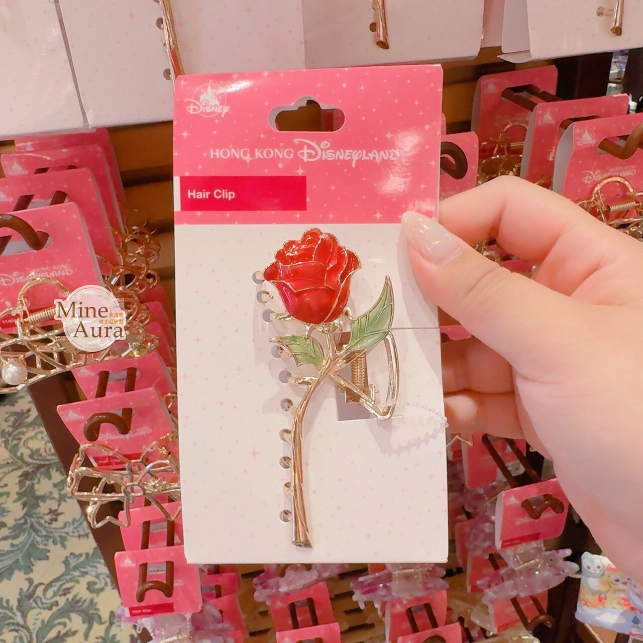玫瑰 永生花 造型 髮夾 髮抓 鯊魚夾 美女與野獸 Beauty and the Beast -香港迪士尼樂園