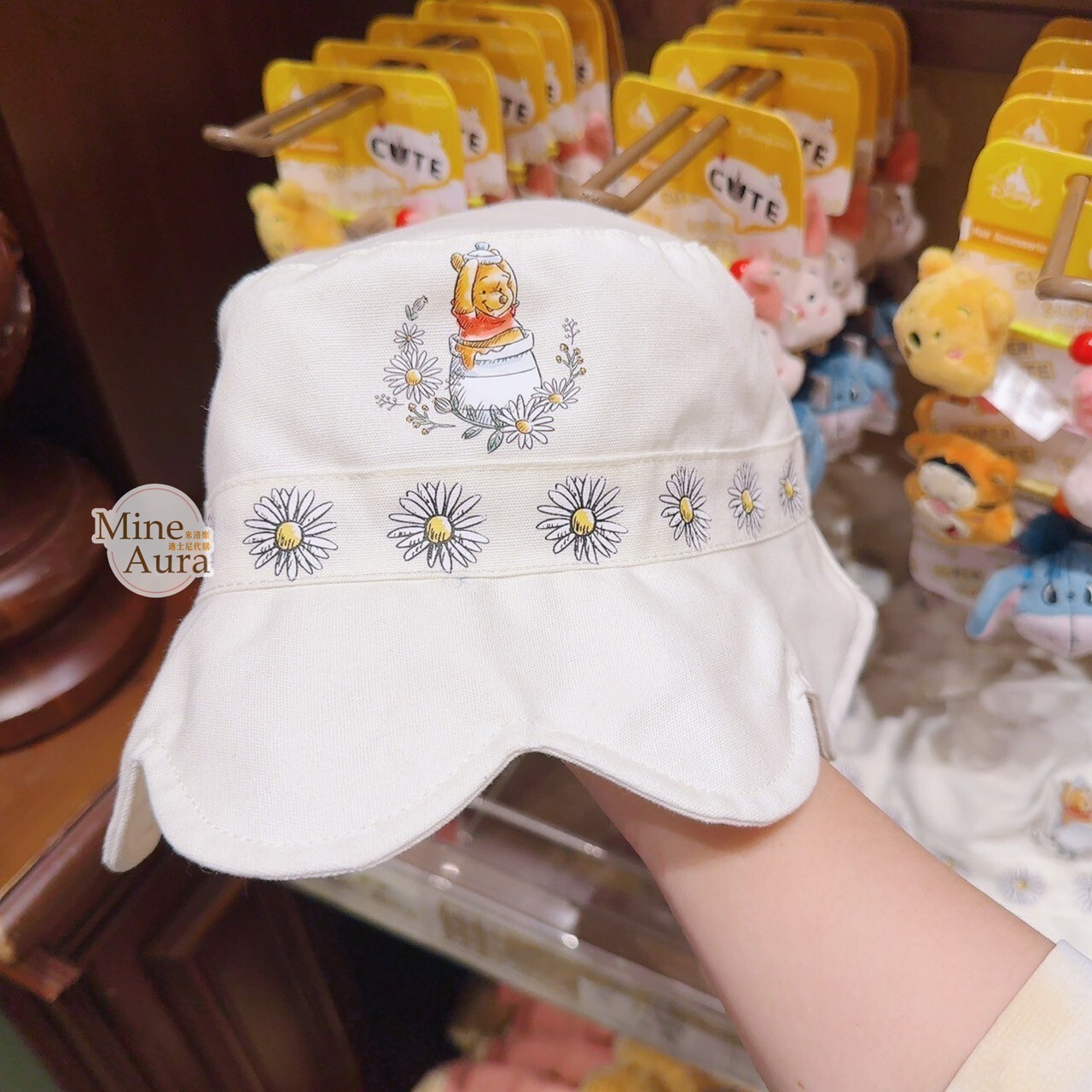 小熊維尼 Winnie the Pooh 花朵蜂蜜罐圖案 花邊造型 漁夫帽 帽子 -香港迪士尼樂園