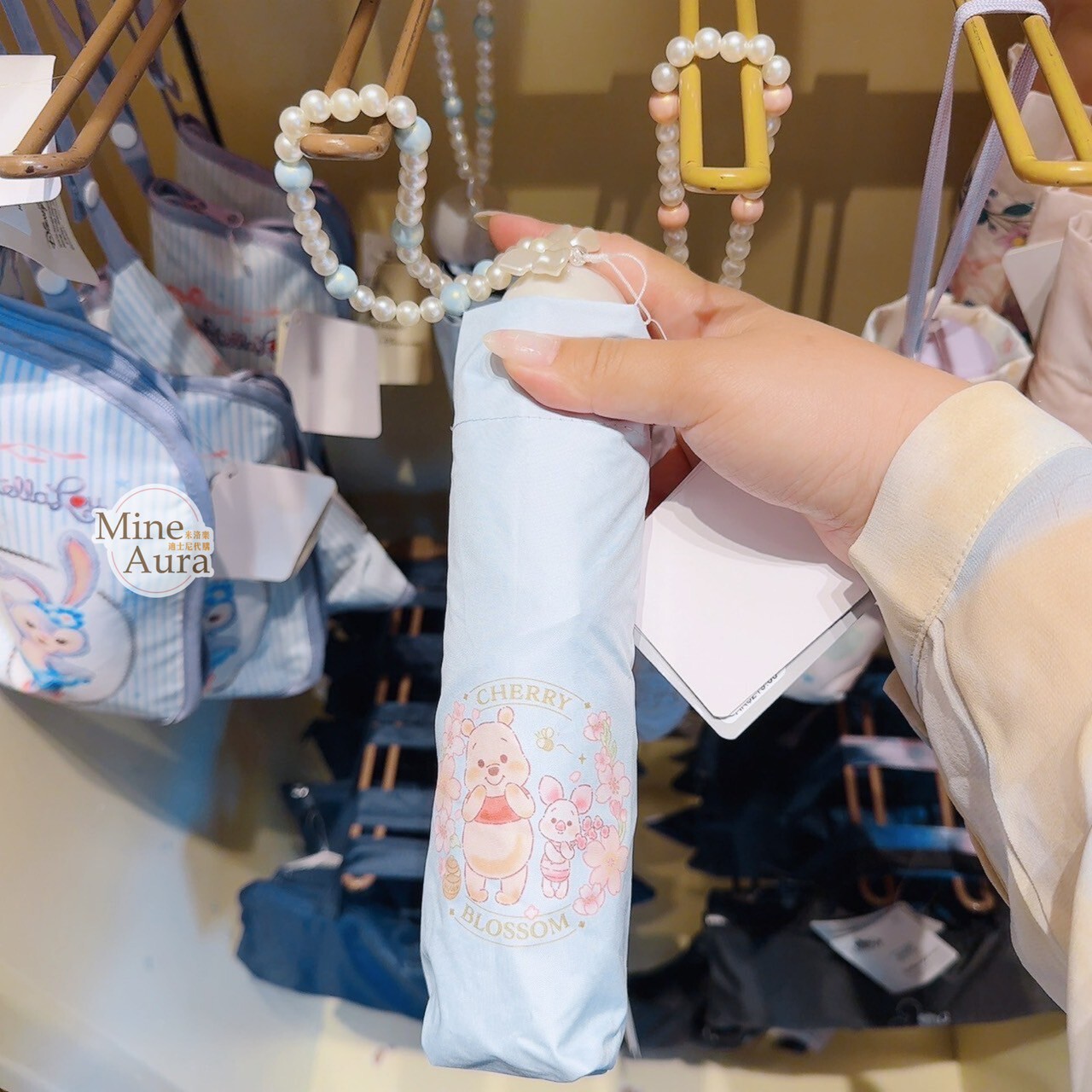 小熊維尼 Winnie the Pooh 小豬 皮傑 piglet CHERRY BLOSSOM 圖案 折疊傘 雨傘 -香港迪士尼樂園