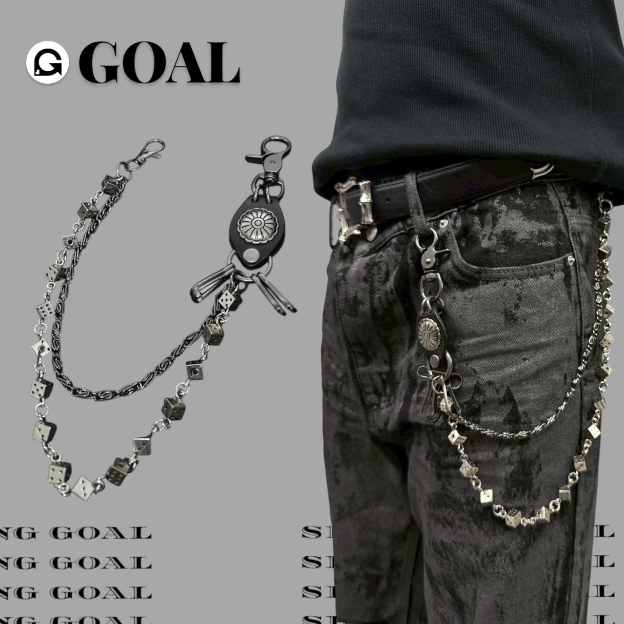 (GOAL) 美式雕花骰子雙層 褲鍊