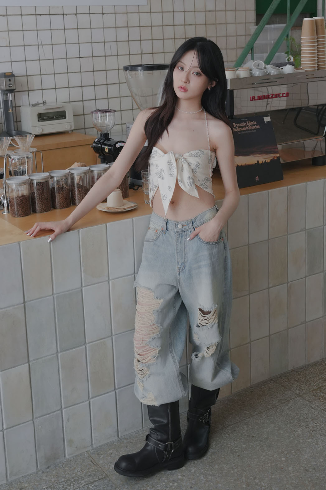 Distressed Wide Jeans #牛仔褲