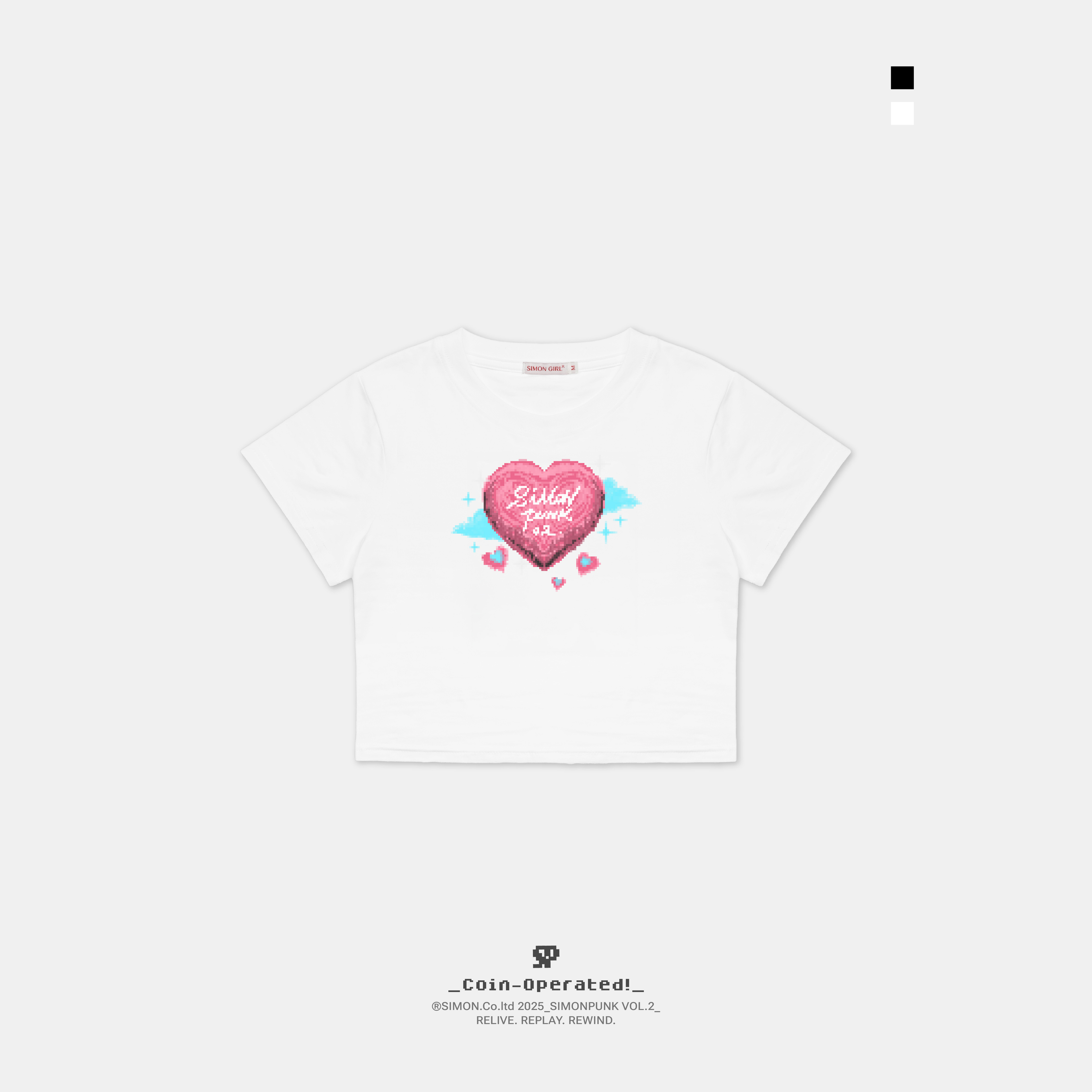 SIMON PUNK Project-SS25-H01 數位 愛心 雲朵 女生 短版 TEE