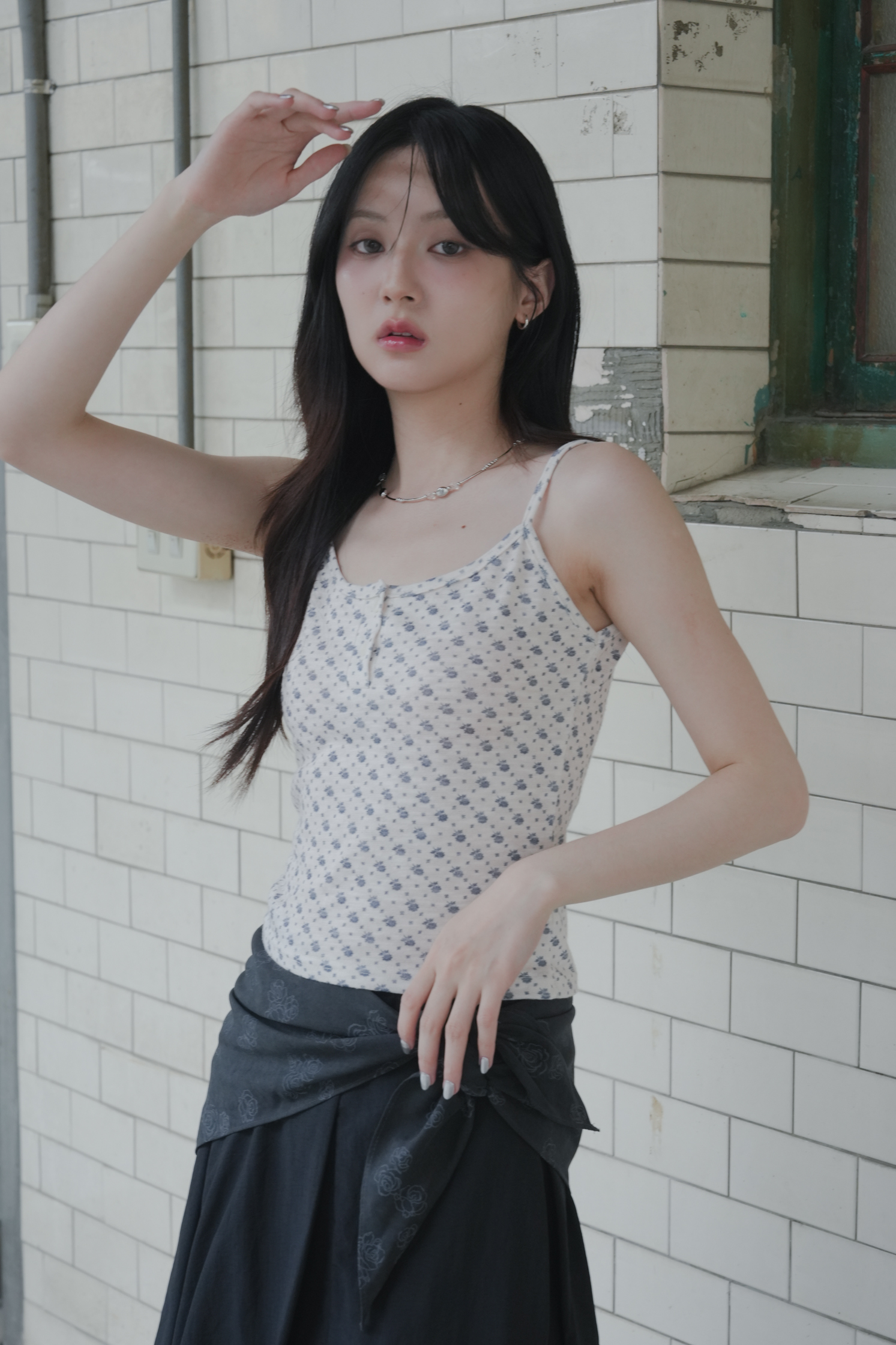 Flower Print Sleeveless Tee #背心