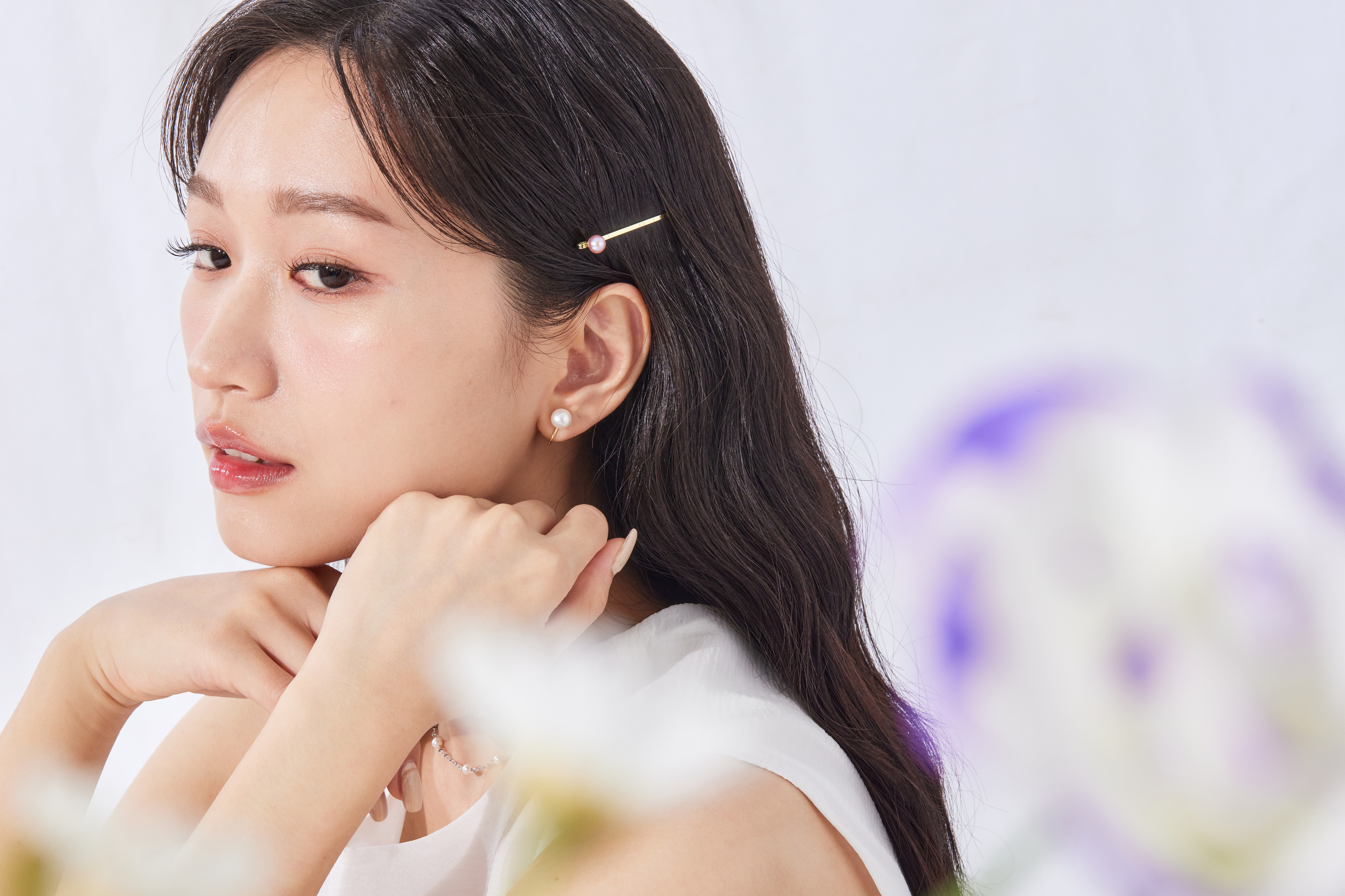 H033  | 銅鍍14K淡水珍珠髮夾