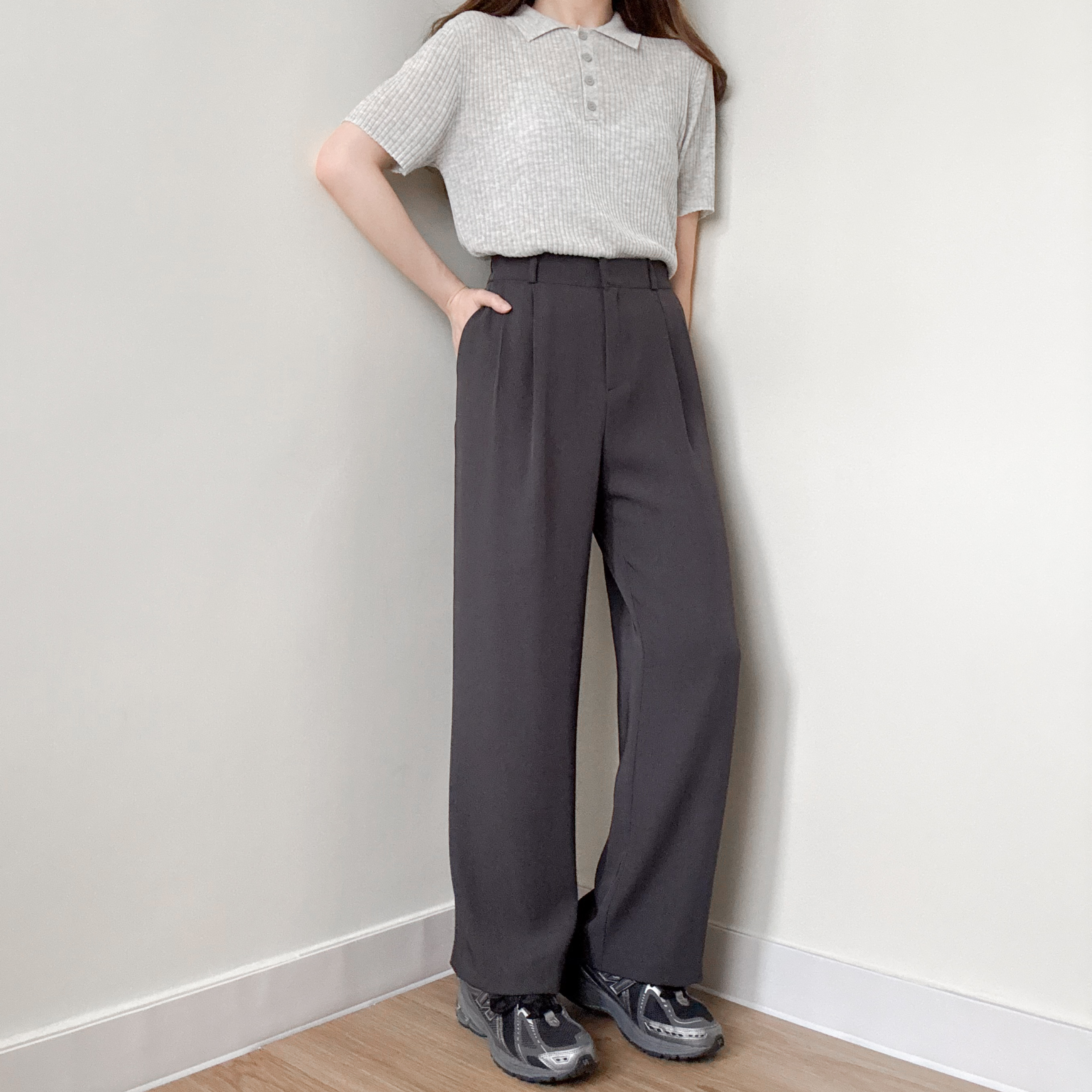 愛牌! 垂墜感直腳西褲