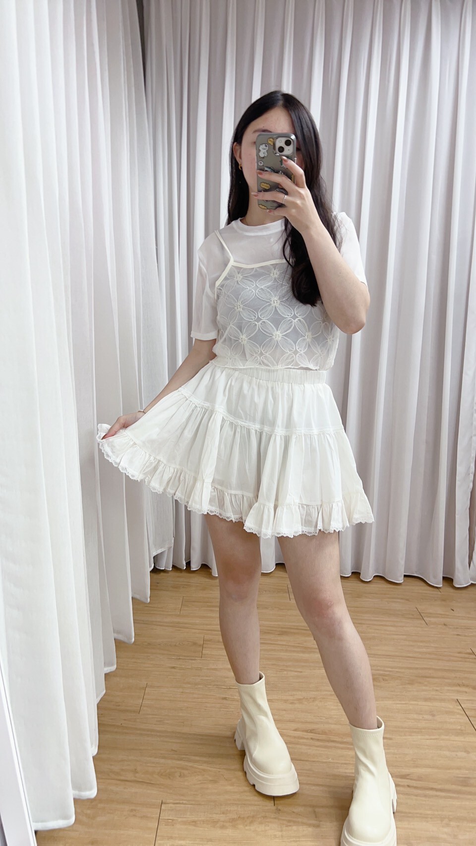 蕾絲下擺蛋糕短裙