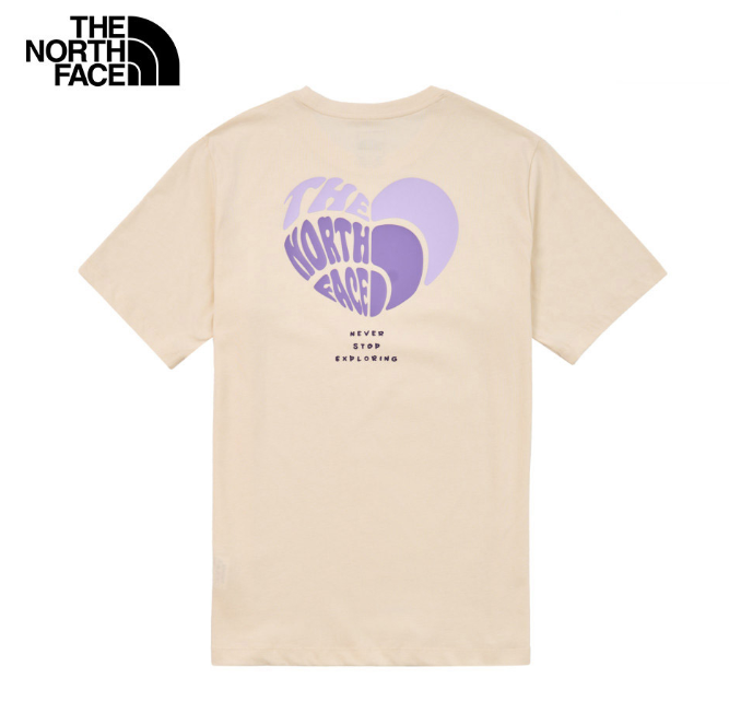 The North Face 北面 男女同款 情人節限定 米白色愛心短袖T恤 VDAY | 情侶穿搭 潮流印花上衣 Unisex Graphic Tee  JUN25
