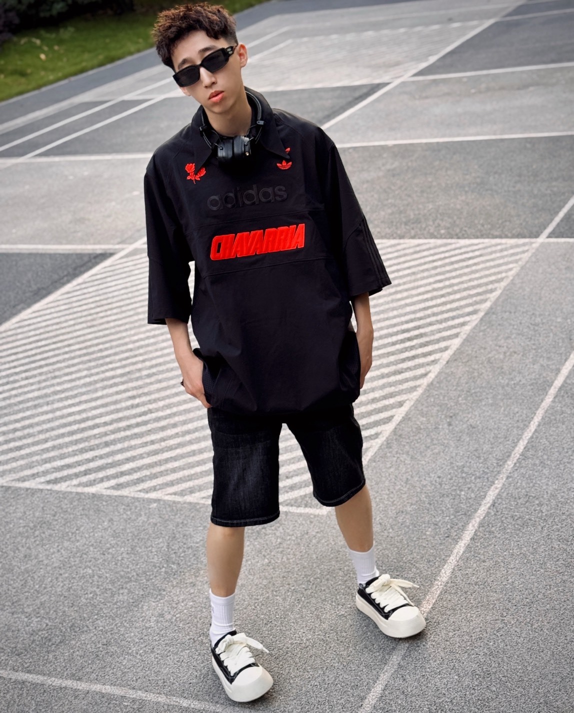 adidas Originals x Willy Chavarria 聯名款  黑色 短袖 Polo衫 字母設計 簡約百搭 王安宇同款 男款 上衣 潮流穿搭 Jun25