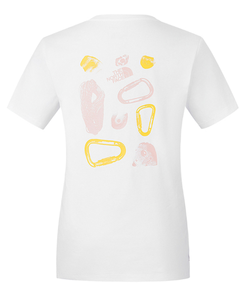 The North Face 北面 女款 白色吸濕排汗短袖T恤 CLIMB | 戶外運動 快乾透氣 機能印花上衣 Graphic Tee  JUN25