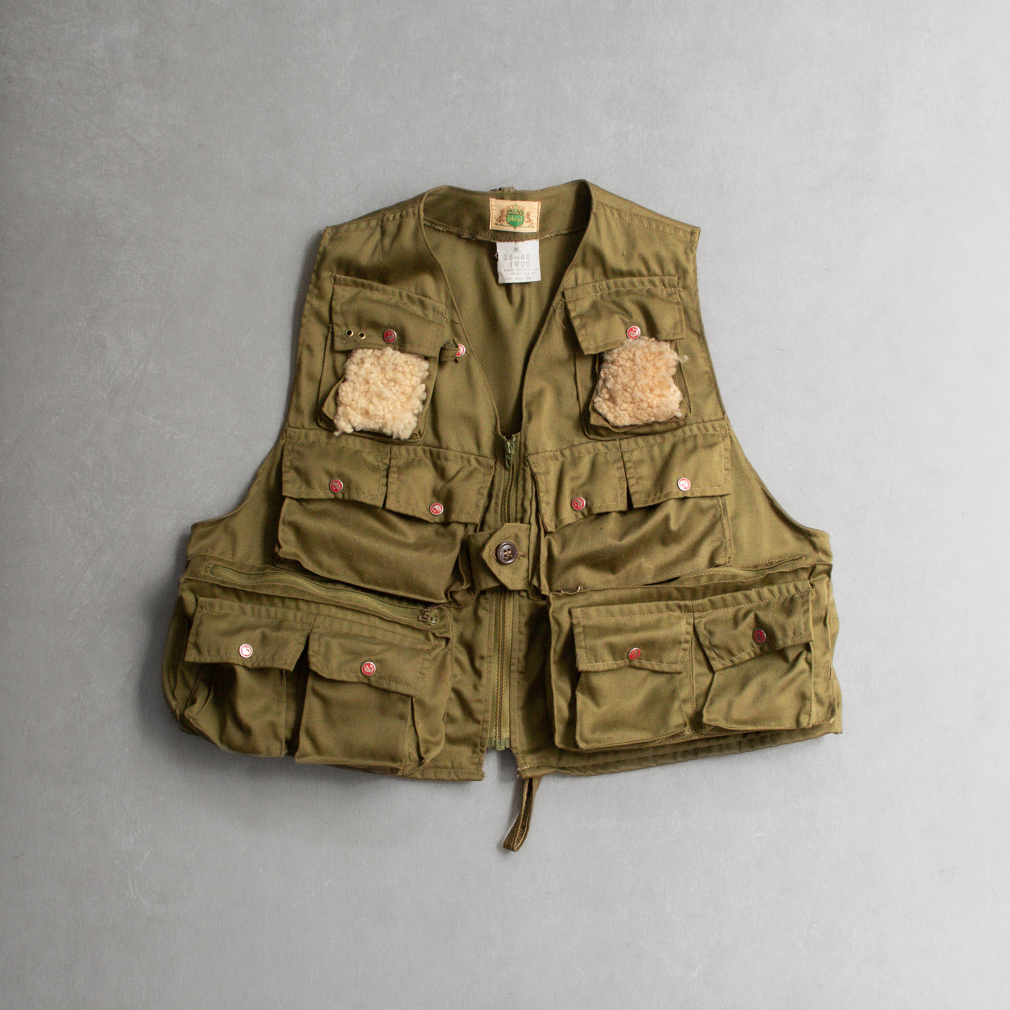 60-70S IDEAL FISHING VEST 美國製 軍綠 口袋 飛蠅 釣魚 背心