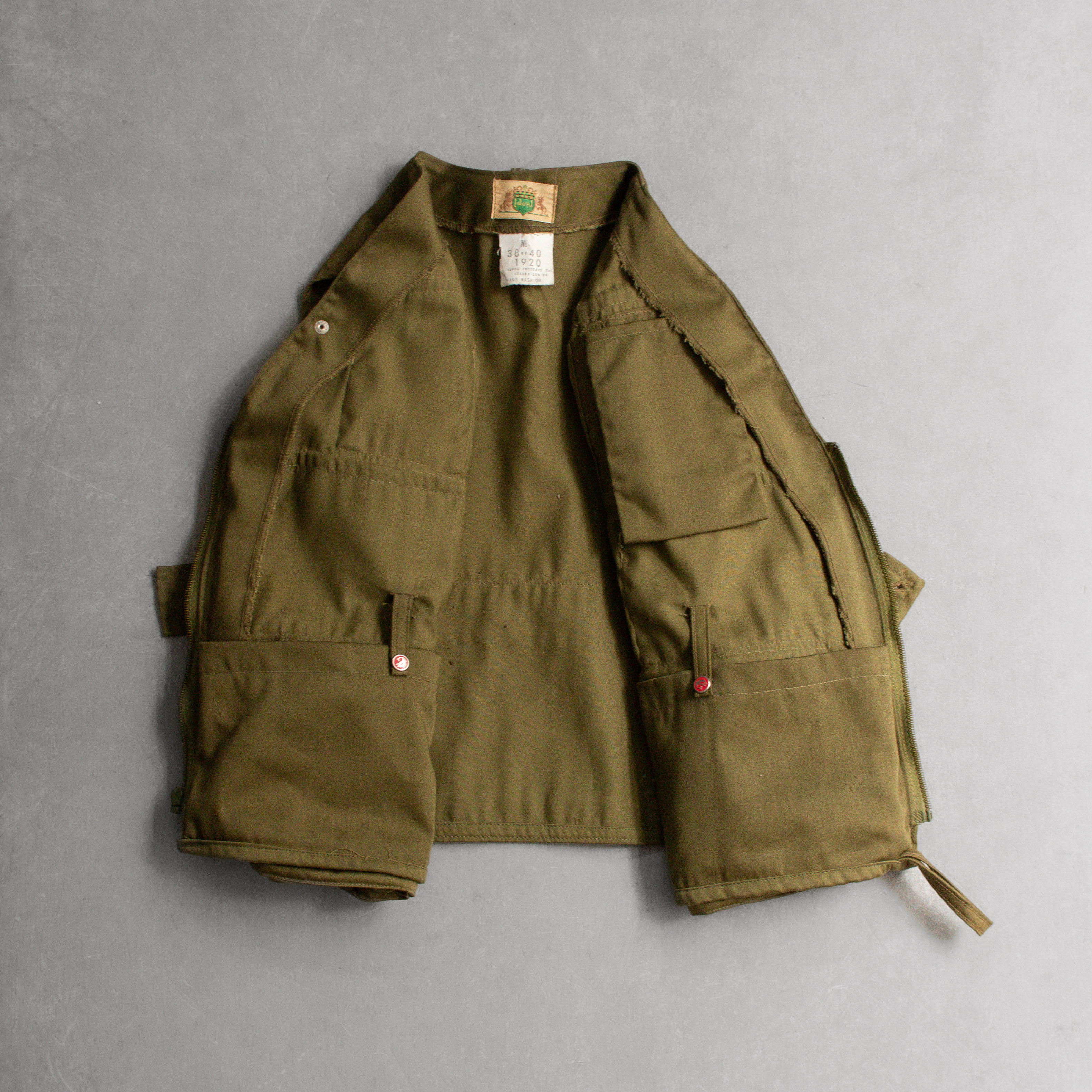 60-70S IDEAL FISHING VEST 美國製 軍綠 口袋 飛蠅 釣魚 背心