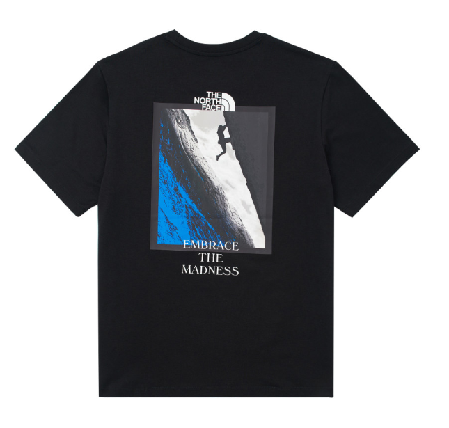 The North Face 北面 男款 黑色 吸濕排汗短袖T恤 CLIMB I | 登山健行 快乾運動圖案上衣 Outdoor Graphic Tee  JUN25