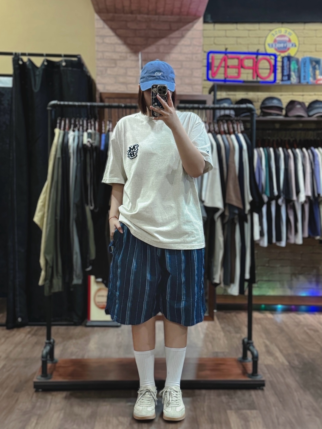 暮光漫步條紋牛仔短褲