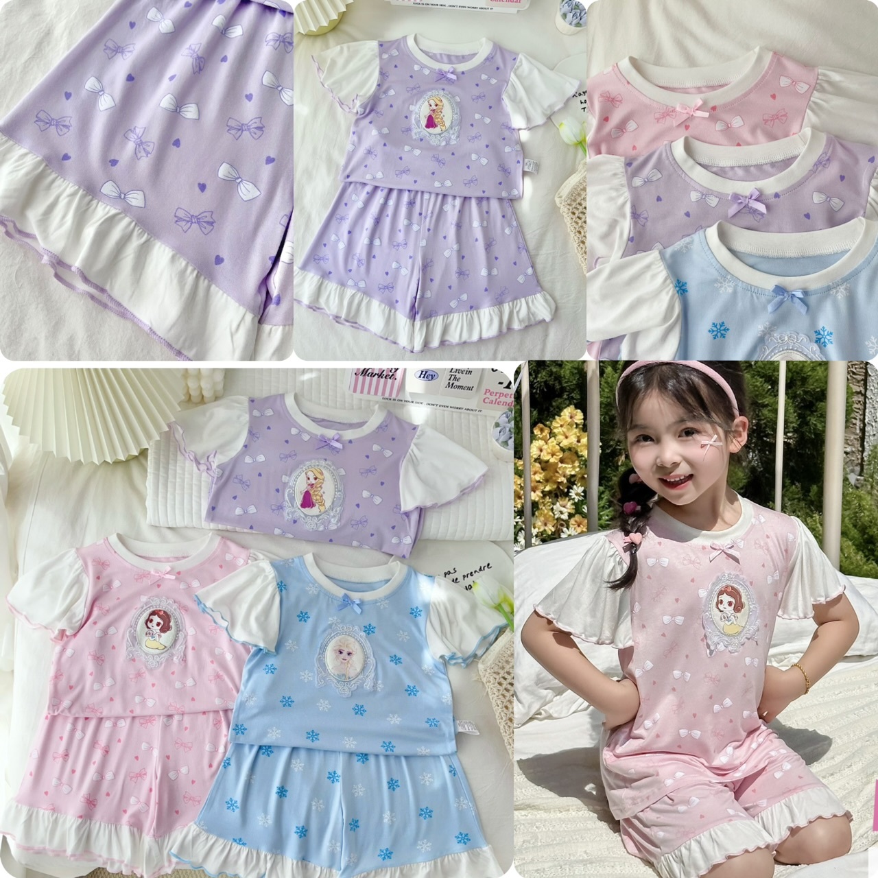 Dis*ney 女童公主喇叭短袖家居服套裝-2501281