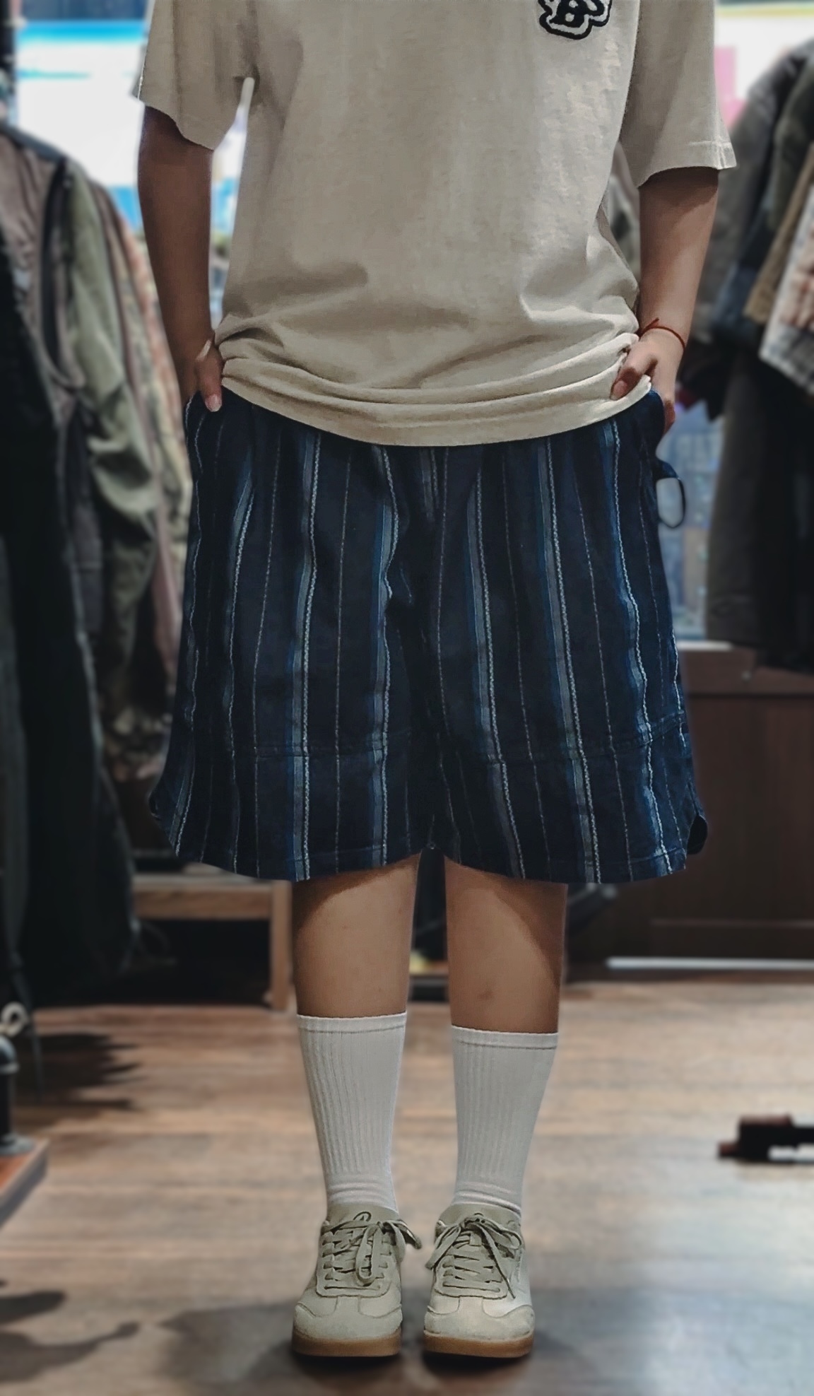 暮光漫步條紋牛仔短褲