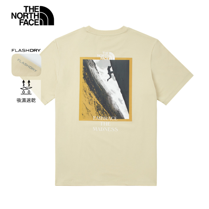 The North Face 北面 男款 白色 吸濕排汗短袖T恤 CLIMB I | 登山健行 快乾運動圖案上衣 Outdoor Graphic Tee JUN25