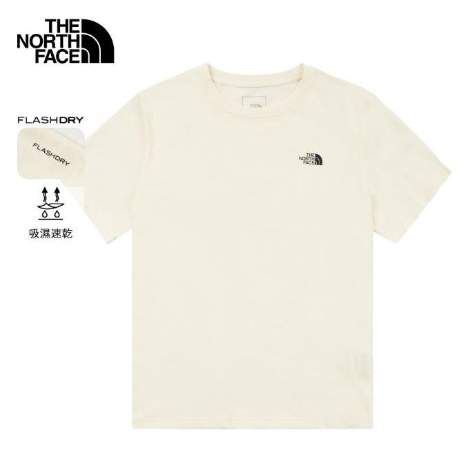 The North Face 北面 女款 米白色 吸濕排汗短袖T恤 FOUNDATION | 涼感快乾 運動休閒百搭 上衣   JUN25
