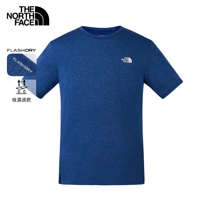 The North Face 北面 男款 藍色 吸濕排汗短袖T恤 BRIDGER | 涼感快乾 運動休閒 登山健行機能上衣  JUN25