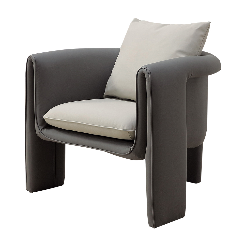 高特灰色皮革造型休閒單人椅/沙發椅/扶手餐椅/商務洽談椅/房間椅/會客椅/設計款椅