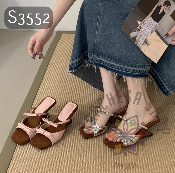 S3552 - 羊皮一字蝴蝶帶特色船踭涼鞋