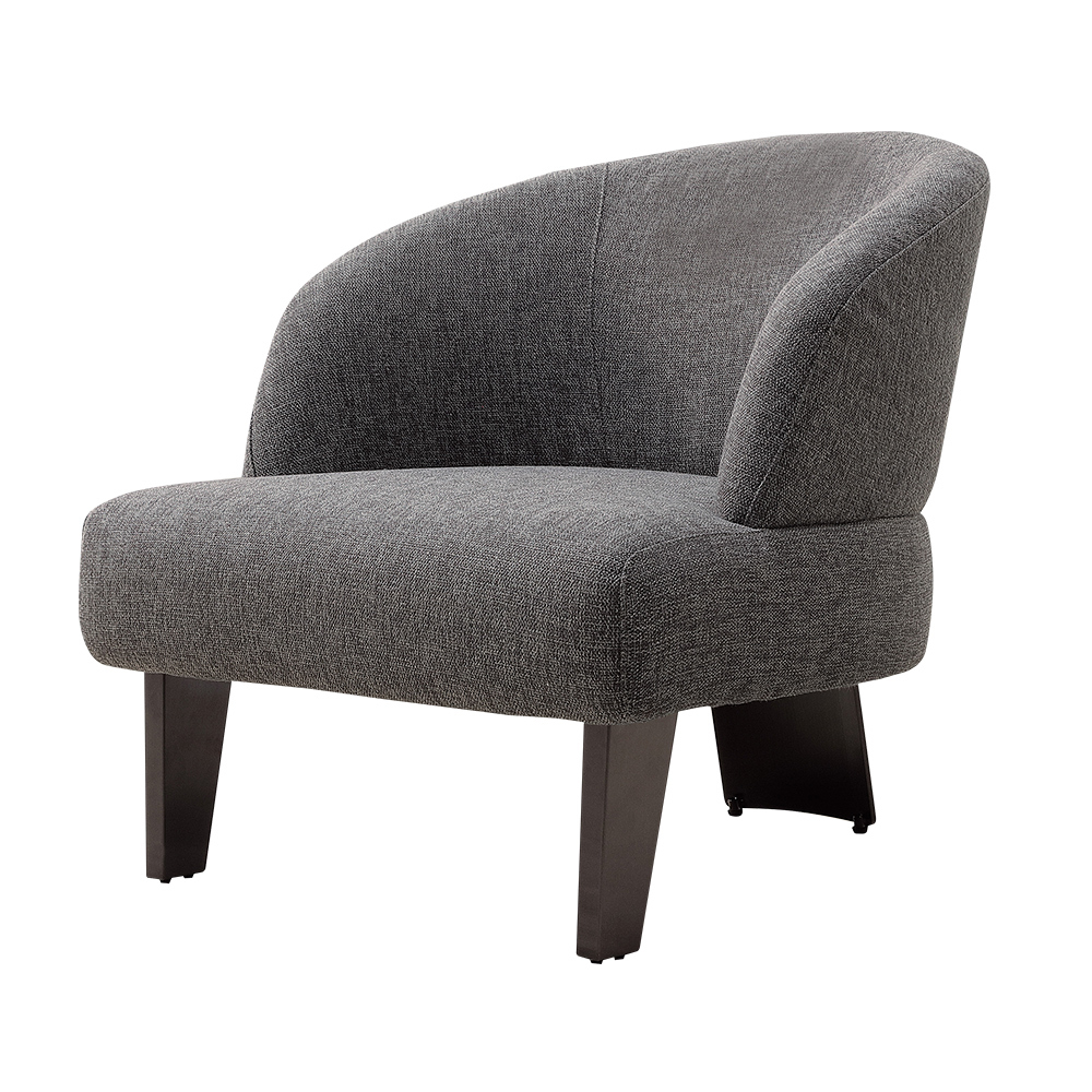 雷希灰色布面造型休閒單人椅/沙發椅/設計款餐椅/商務洽談椅/房間椅/會客椅