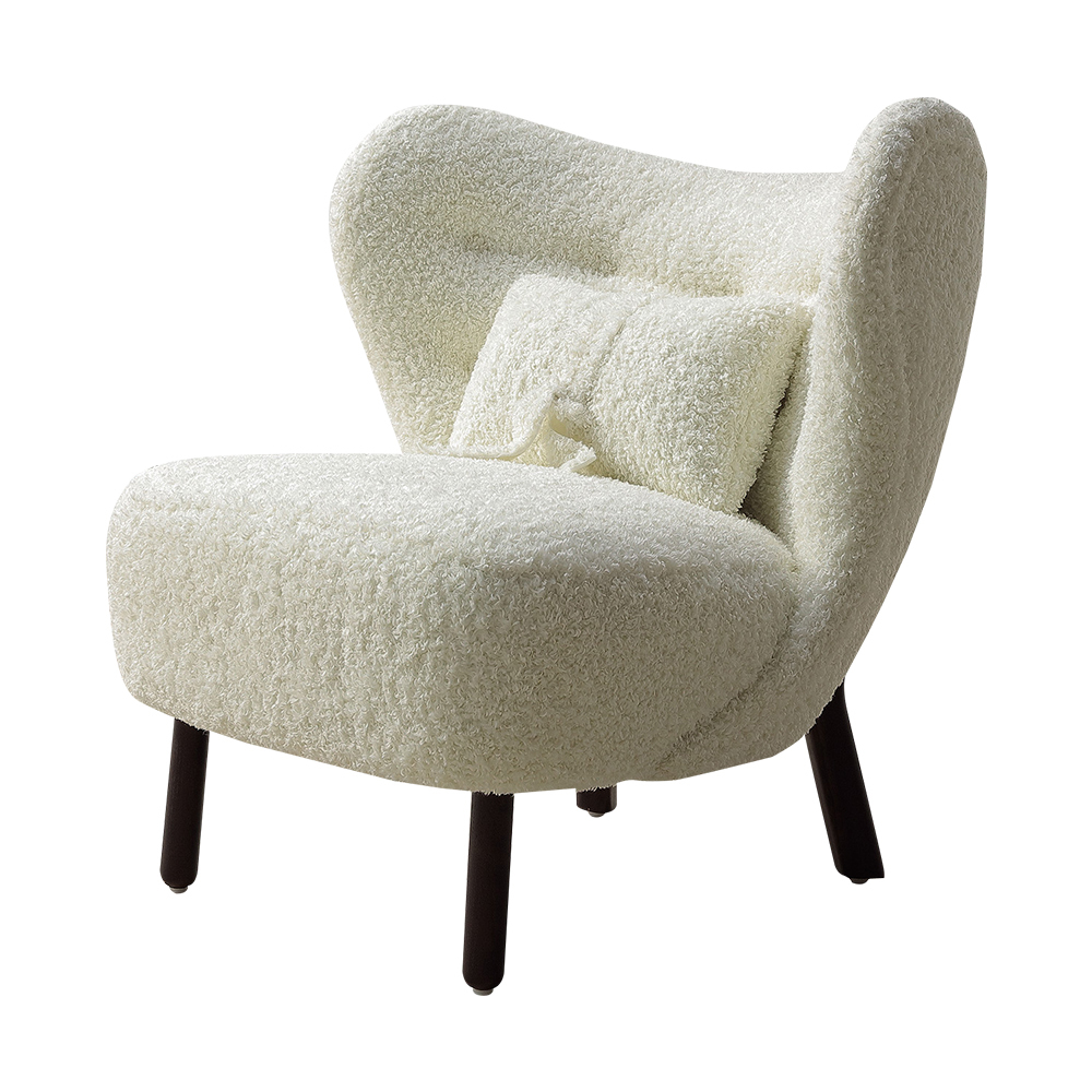 歐菲白色泰迪羊毛絨棉布面造型休閒單人椅/沙發椅/設計款餐椅/商務洽談椅/房間椅/會客椅