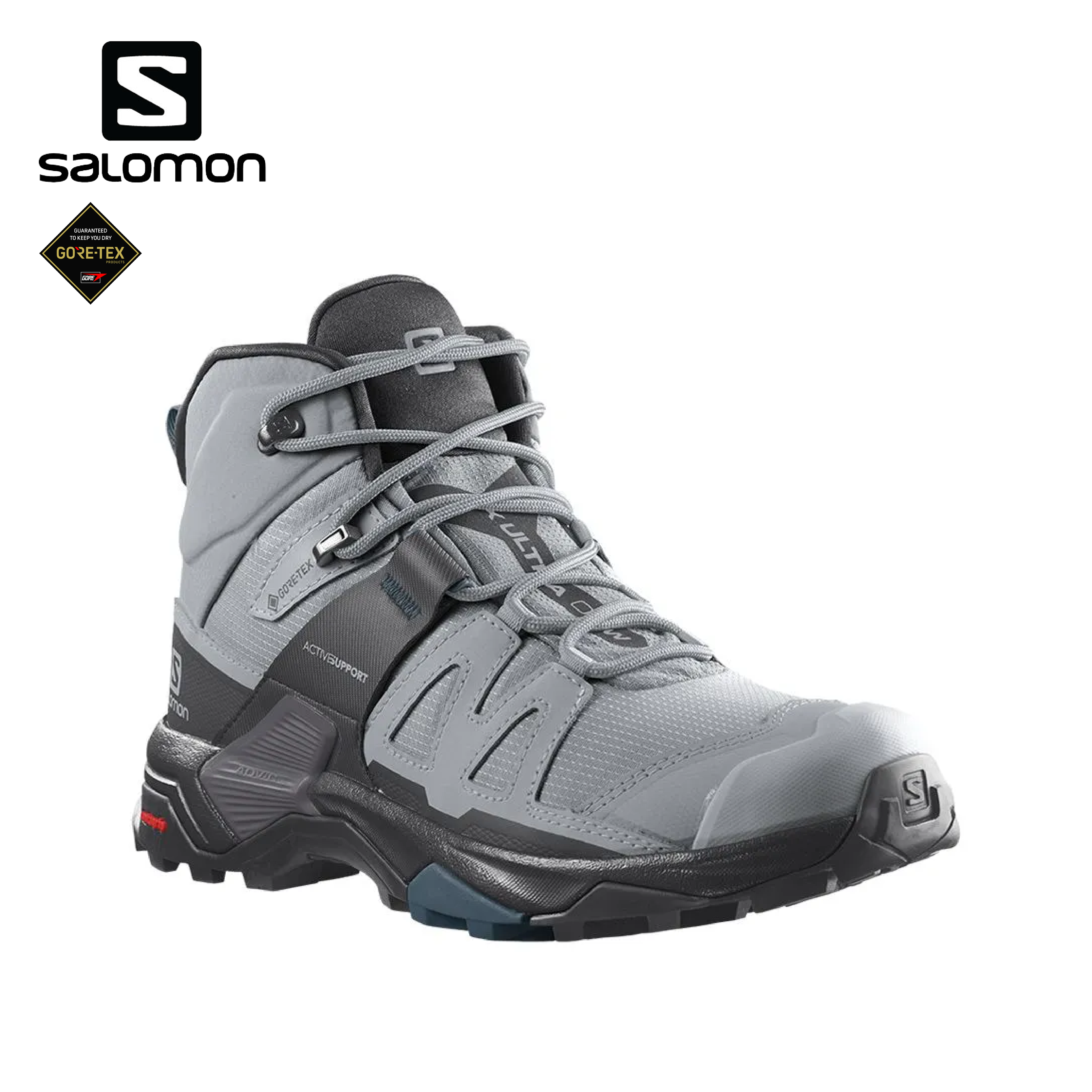 SALOMON 法國 X ULTRA 4 GTX 中筒登山鞋 女款 (灰色) 防水透氣/輕量化/鞋頭保護 33SL416249