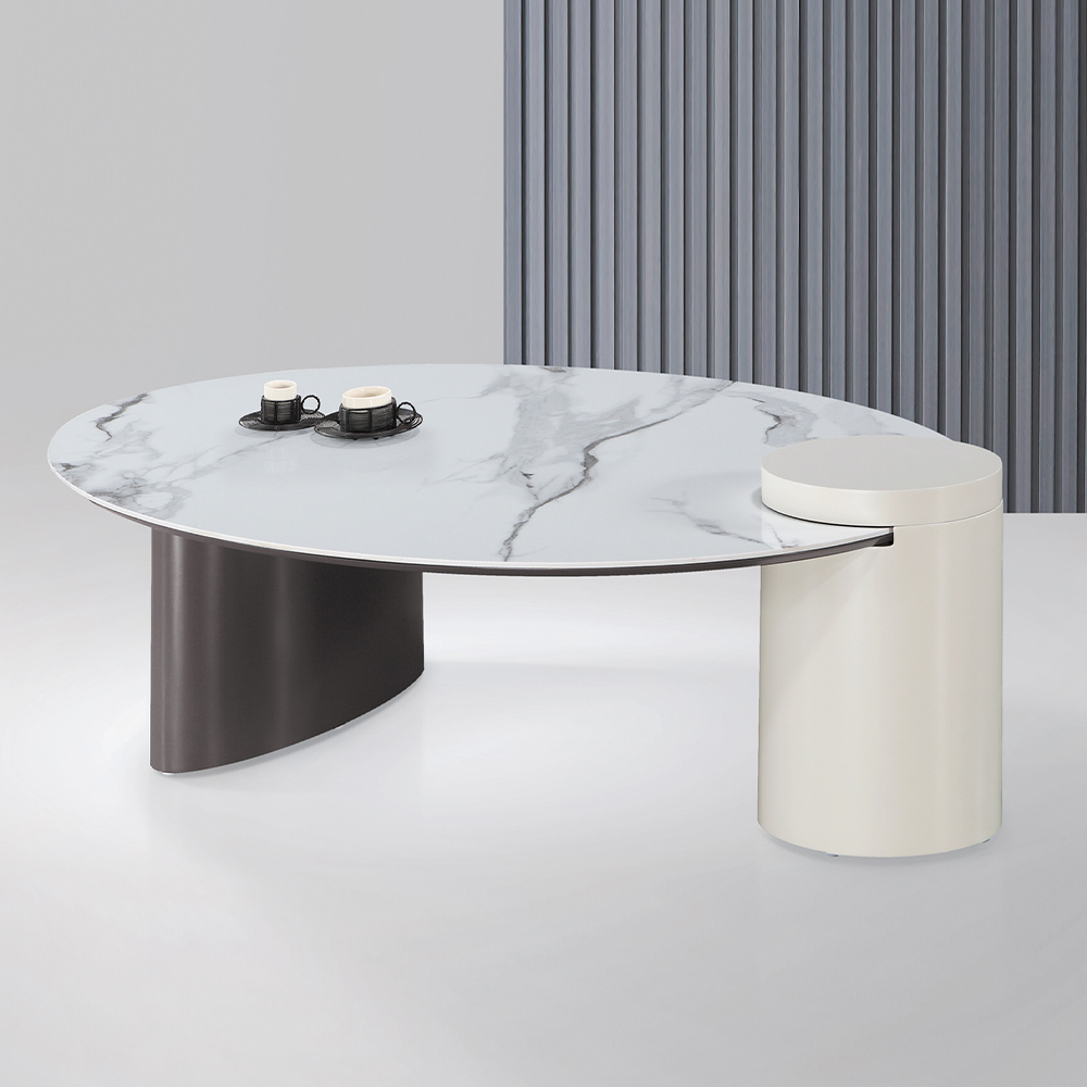 迪羅克4.6尺岩板橢圓形大茶几/設計款造型茶几