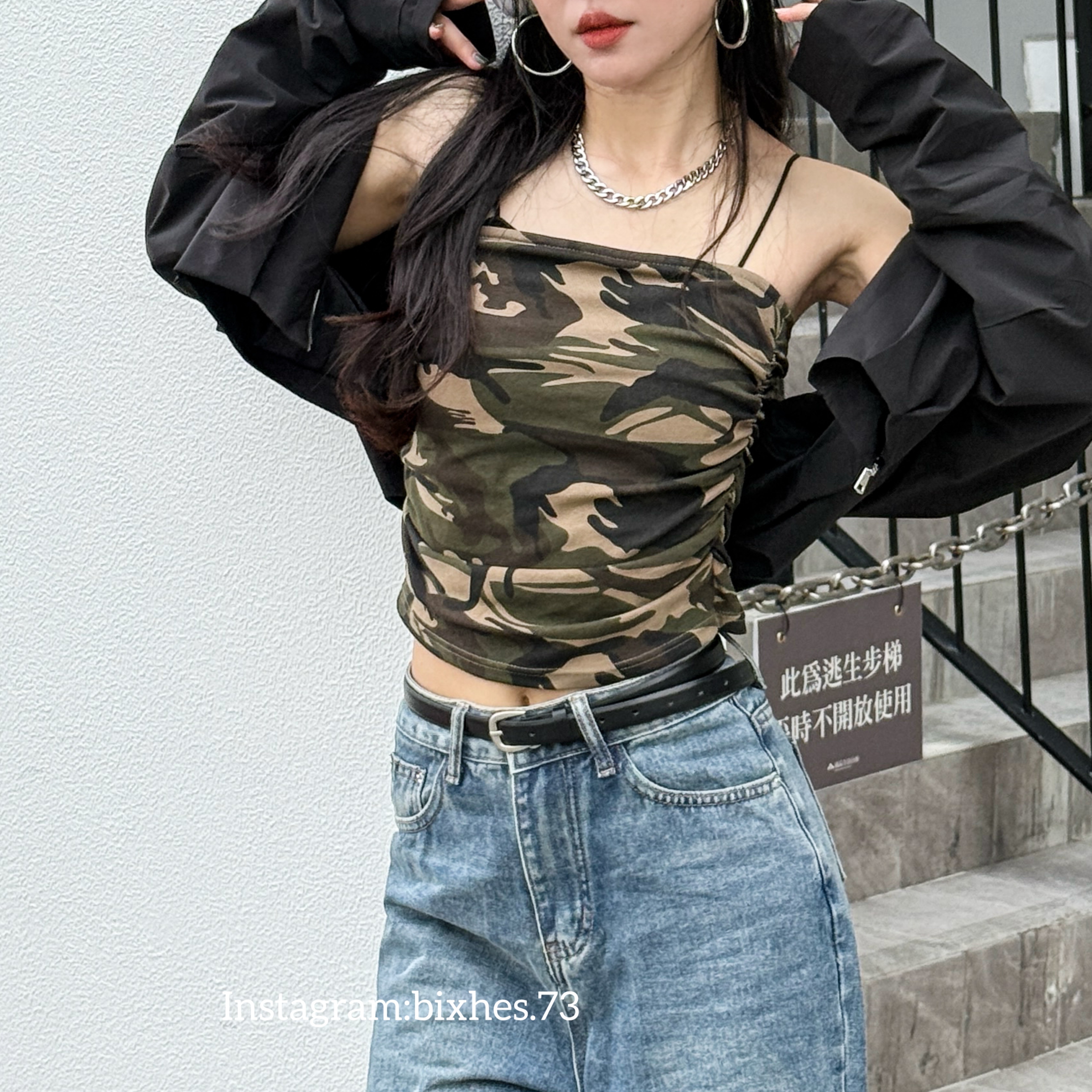 迷彩辣妹平口背心(C00092)