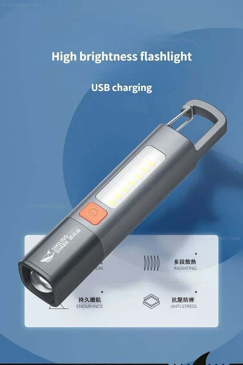 訂製樂齡系列-超亮充電露營防水LED手電筒 升級送10cm*3cm全彩LOGO BK1536