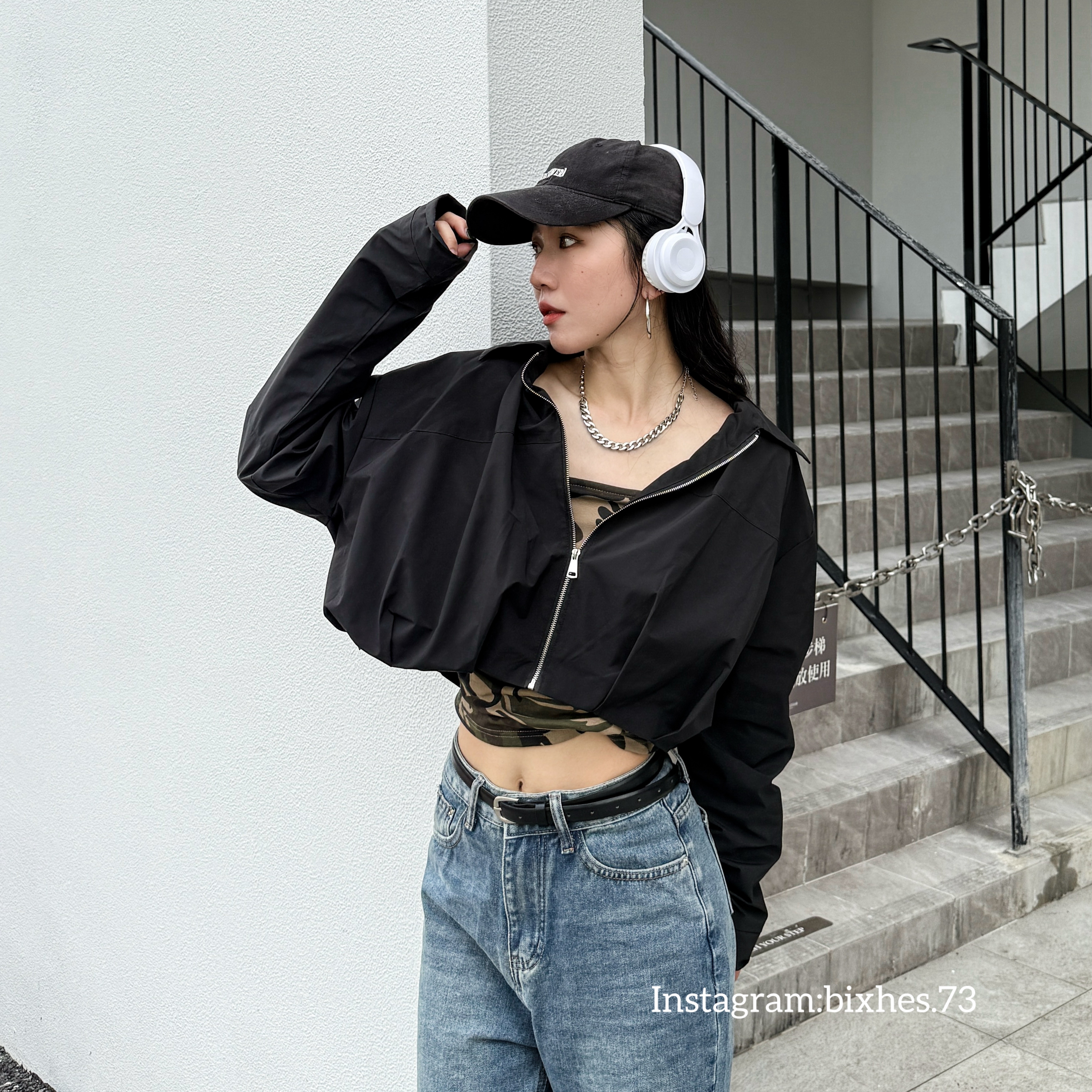 翻領打褶短款風衣外套(F00064)