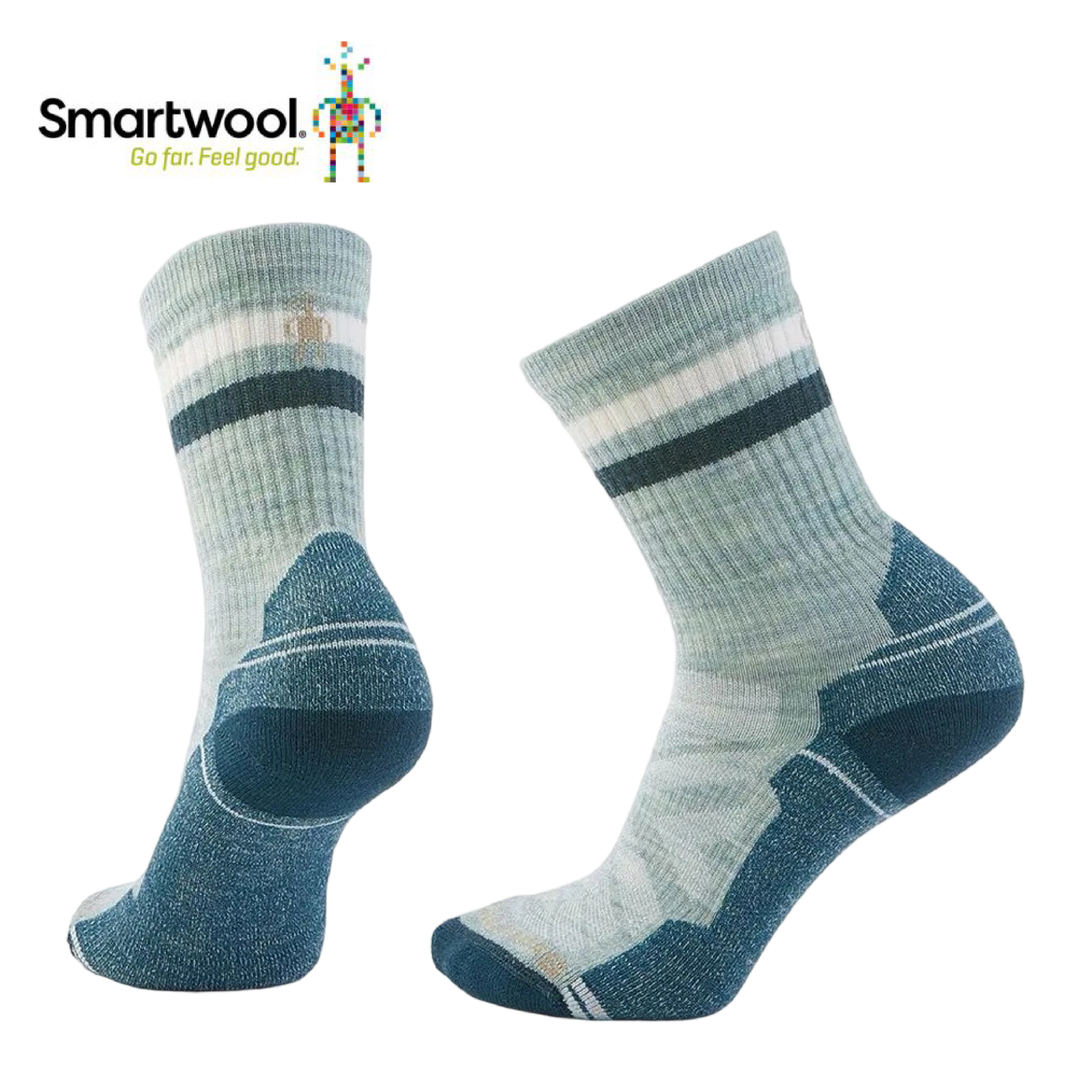 Smartwool 美國 機能輕量減震條紋中長襪 女款 (冰霜綠色) 44SW001578