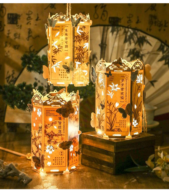 预购 中国风DIY灯笼书法文字镂空立体灯笼 款式随机