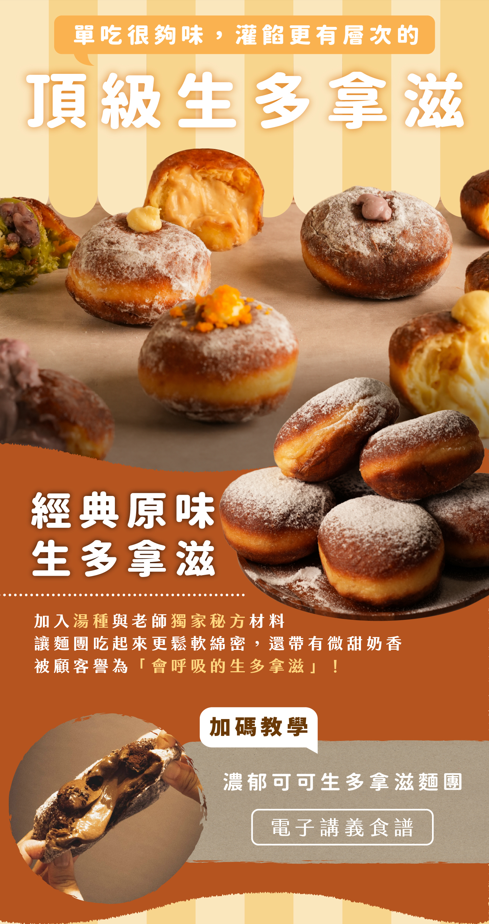 “蜉蝣日式炸麵包課程的主打品項生多拿滋的介紹”