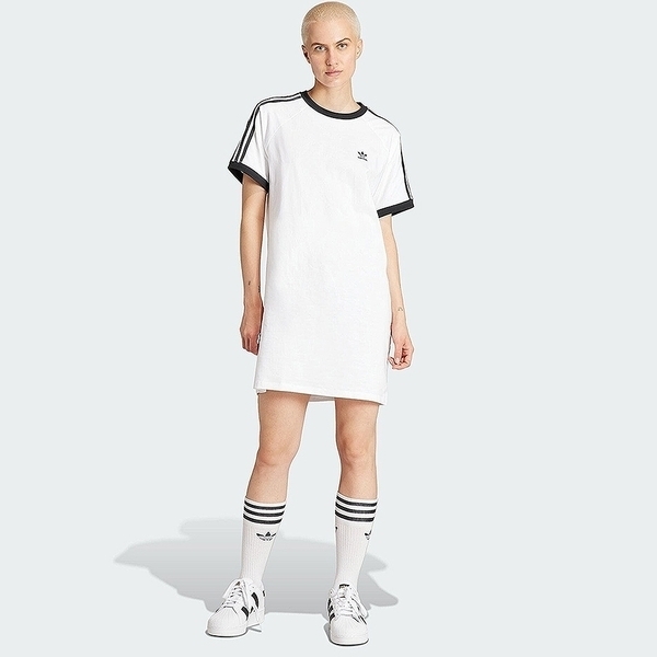Adidas 3 S RGLN Dress IR8083 女 洋裝 長版上衣 運動 休閒 復古 三葉草 穿搭 白黑
