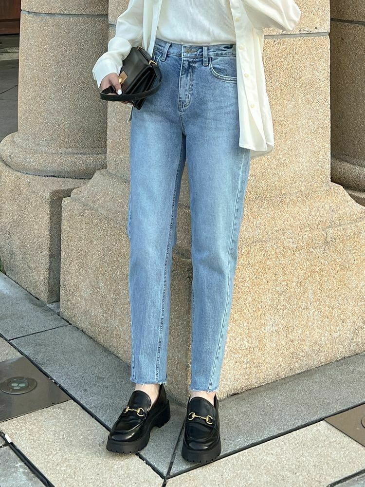 側車線九分挺料牛仔褲