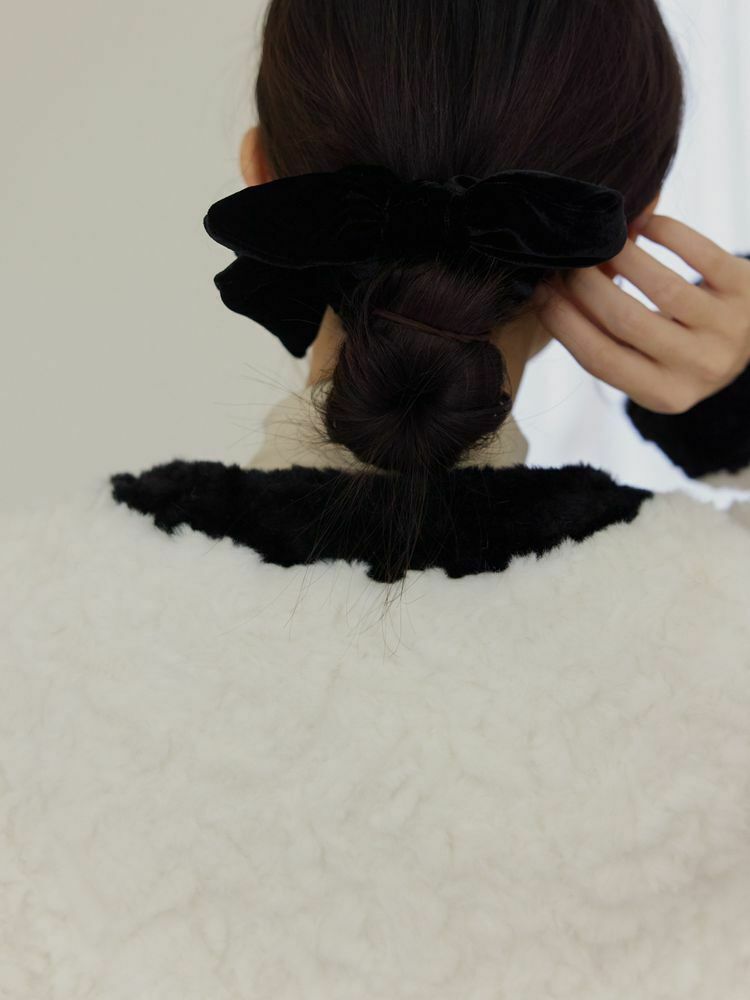 毛絨蝴蝶結髮圈