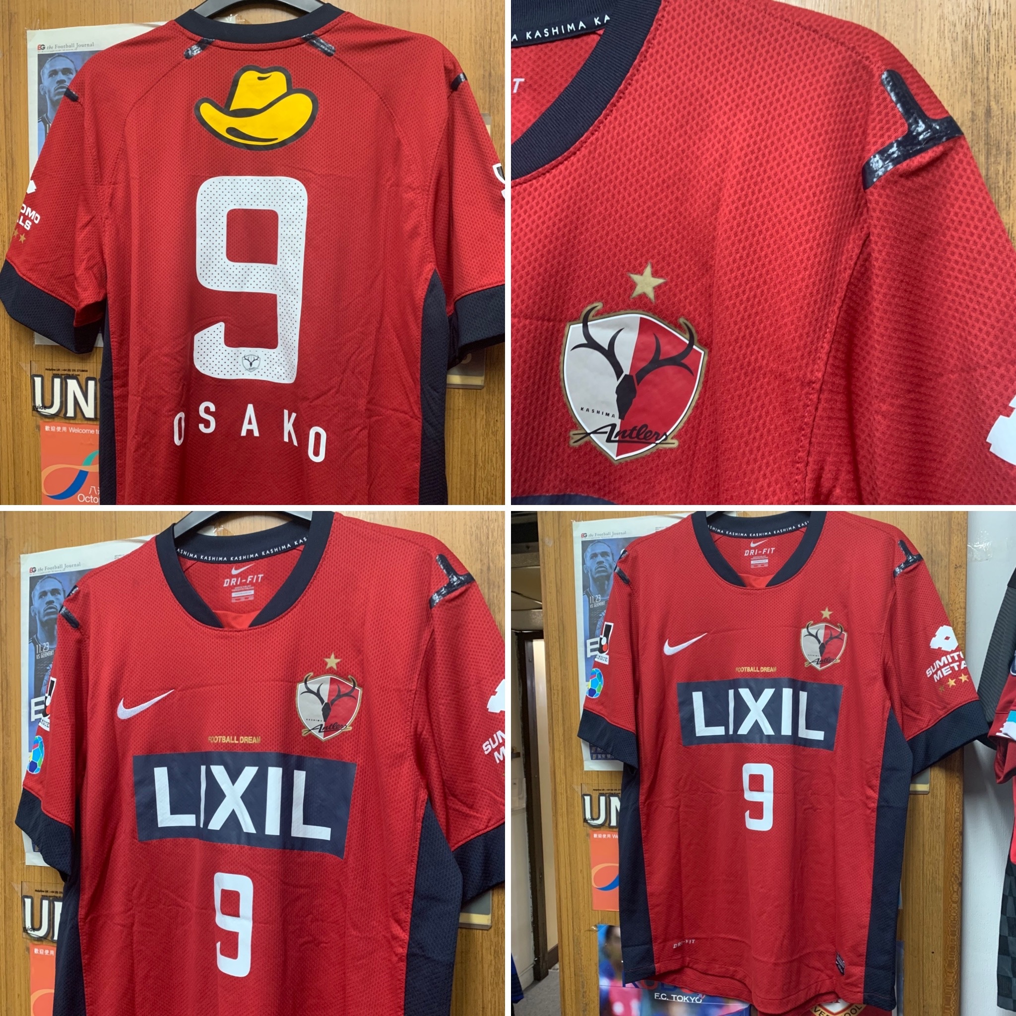 2012 Kashiwa Antlers Match Home Shirt with 9 OSAKO [Used, 2XL 90% New]